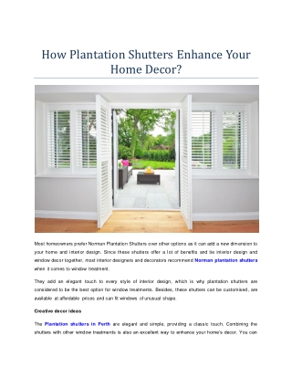How Plantation Shutters Enhance Your Home Decor?