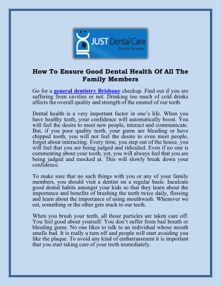 How To Ensure Good Dental Health Of All The Family Members