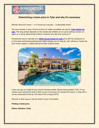 Determining a home price in Tyler and why it's necessary