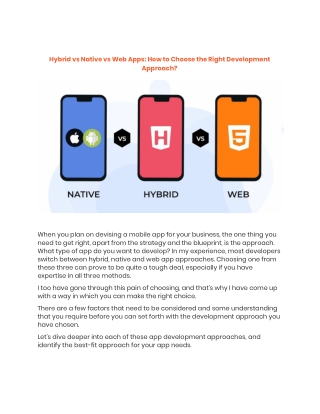 Hybrid vs Native vs Web Apps: How to Choose the Right Development Approach?