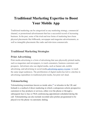 Traditional Marketing Expertise to Boost Your Mobile App