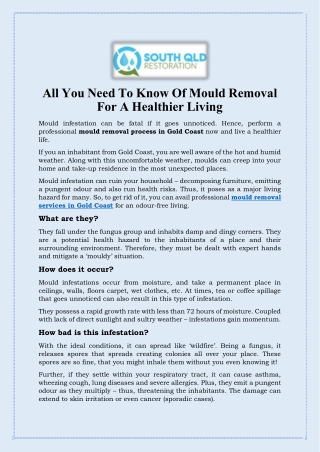 All You Need To Know Of Mould Removal For Healthier Living