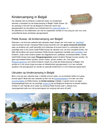 Kindercamping in België