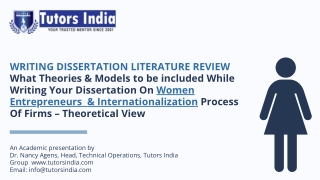 Dissertation Writing Literature Review on the Role of Women Entrepreneurs – Tutorsindia.com for MyDissertationHelp