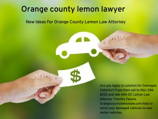 New Ideas For Orange County Lemon Law Attorney