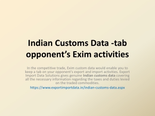 Click here for Indian Customs Import Data