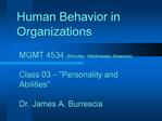 Human Behavior in Organizations