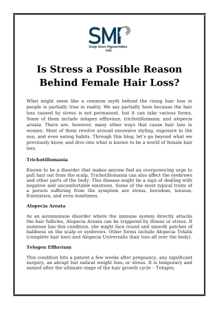 Is Stress a Possible Reason Behind Female Hair Loss?