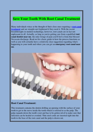 Save Your Tooth With Root Canal Treatment