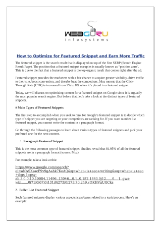 How to Optimize for Featured Snippet and Earn More Traffic