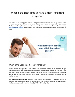 Why opt for Hair Transplant Surgery