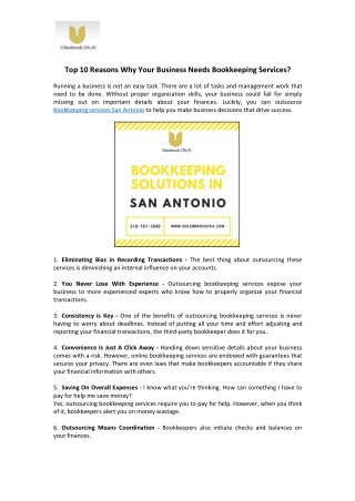 Best Option for Business Bookkeeping San Antonio
