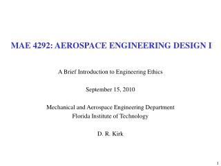 MAE 4292: AEROSPACE ENGINEERING DESIGN I