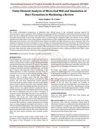 Finite Element Analysis of Micro End Mill and Simulation of Burr Formation in Machining a Review