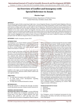 An Overview of Conflict and Insurgency with Special Reference to Assam