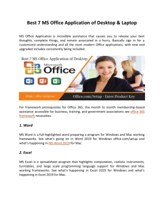 Best 7 MS Office Application of Desktop & Laptop - Office.com/setup