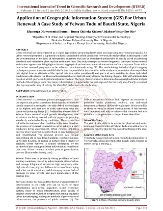 Application of Geographic Information System GIS For Urban Renewal A Case Study of Yelwan Tudu of Bauchi State, Nigeria