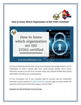 How to Know Which Organization is ISO 27001 Certified?