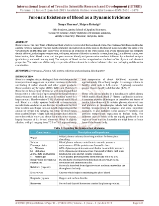 Forensic Existence of Blood as a Dynamic Evidence
