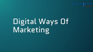 Digital Ways of Marketing