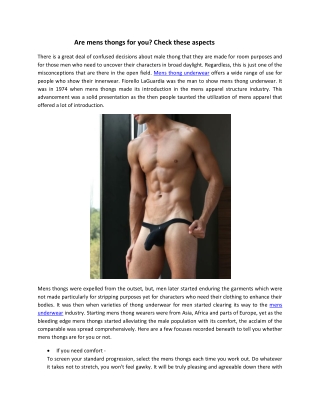 Are mens thongs for you? Check these aspects