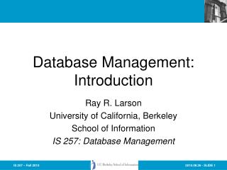 Database Management: Introduction