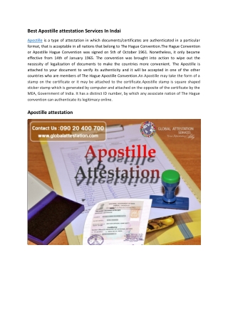 Best Apostille attestation Services In Indai