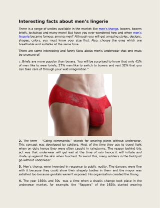 Interesting facts about men’s lingerie
