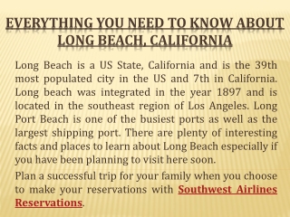 Southwest Airlines Reservations: Everything You Need to Know Aabout Long Beach, California