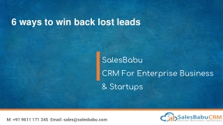 6 Ways to win back lost leads