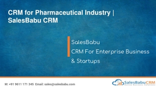 CRM for Pharmaceutical Industry | SalesBabu CRM