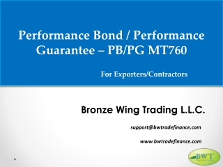 Performance Bond Providers – Performance Guarantee