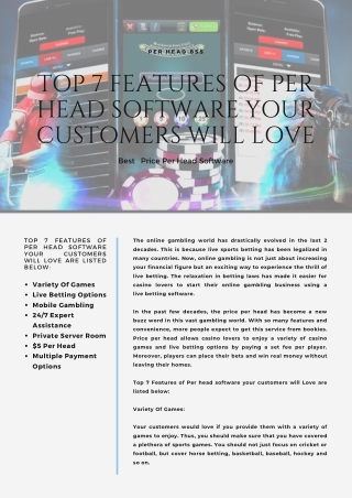 Per Head BSS: Top 7 Features Of Per Head Software Your Customers Will Love