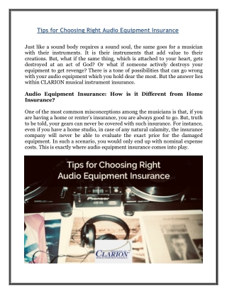 Tips for Choosing Right Audio Equipment Insurance