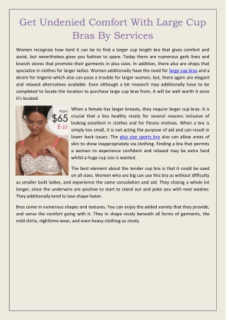 Get Undenied Comfort With Large Cup Bras By Services