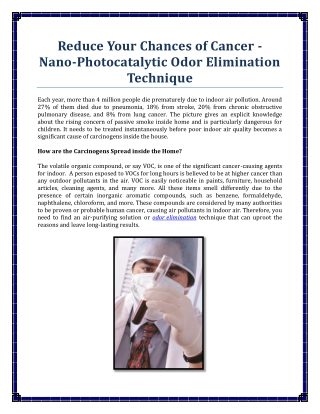 Reduce Your Chances of Cancer - Nano-Photocatalytic Odor Elimination Technique