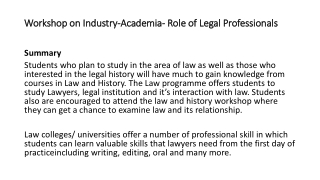 Workshop on Industry- Events at Brainware University school of Law