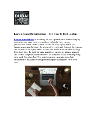 Laptop Rental Dubai Services – Best Time to Rent Laptops