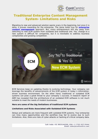 Traditional Enterprise Content Management System- Limitations and Risks