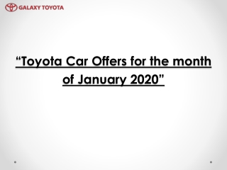 Toyota Car Offers in Delhi NCR for the month of January 2020