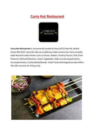 5% Off - Curry Hut Restaurant - Indian restaurant wattle grove, WA