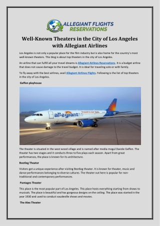 Well-Known Theaters in the City of Los Angeles with Allegiant Airlines