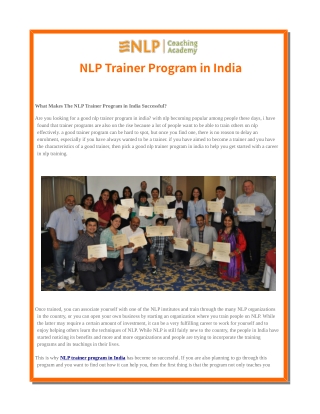 NLP Trainer Course in India