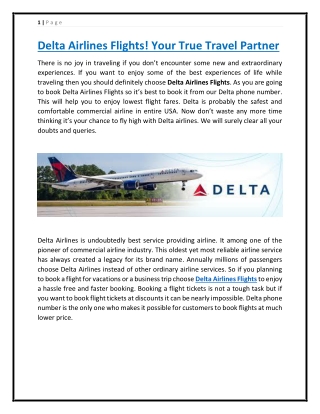 Why Choose Delta Airlines Flights Number?