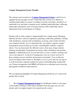 Campus Management System Benefits