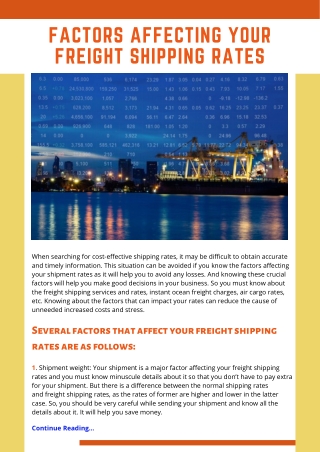 Factors Affecting Your Freight Shipping Rates