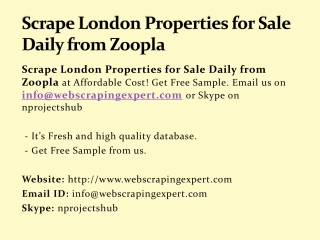 Scrape London Properties for Sale Daily from Zoopla