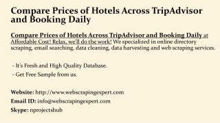 Compare Prices of Hotels Across TripAdvisor and Booking Daily