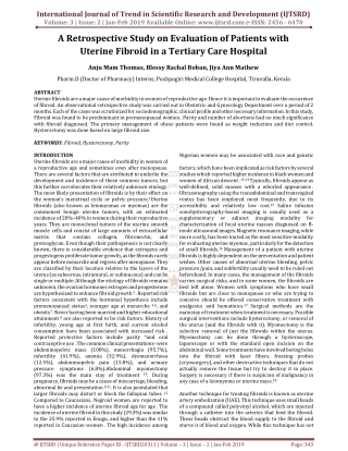 A Retrospective Study on Evaluation of Patients with Uterine Fibroid in a Tertiary Care Hospital