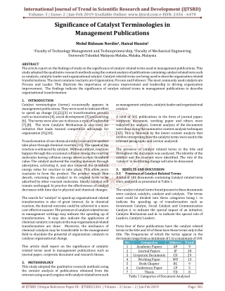 Significance of Catalyst Terminologies in Management Publications